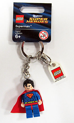 LEGO® klíčenka 853430 Superman Key Chain with Lego Logo Tile, Modified 3 x 2 Cur