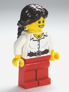 Minifigurka holka v bílé halence s dlouhými vlasy cty281