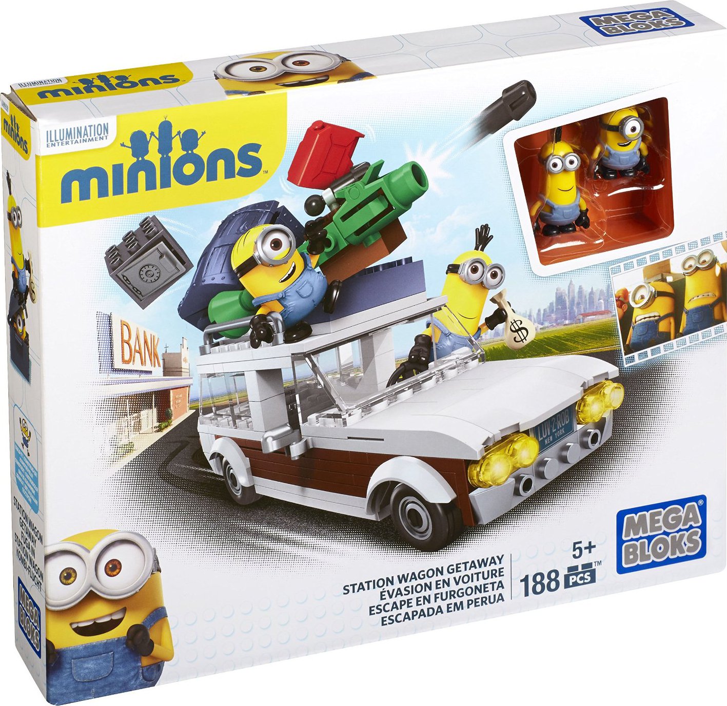 Mega Bloks Mimoňové střední set - auto bílé - Station wagon Getaway