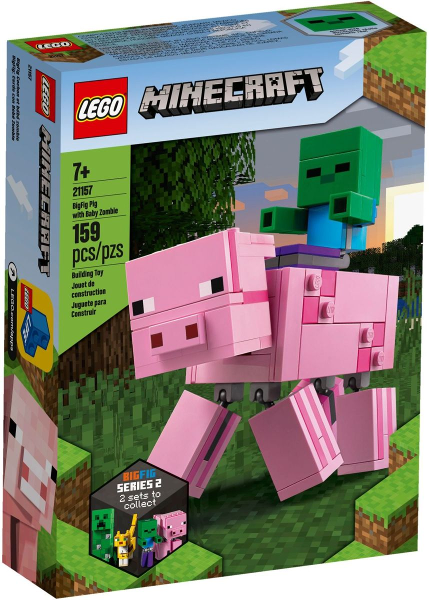 LEGO Minecraft 21157 Velká figurka: Prase s malou zombie