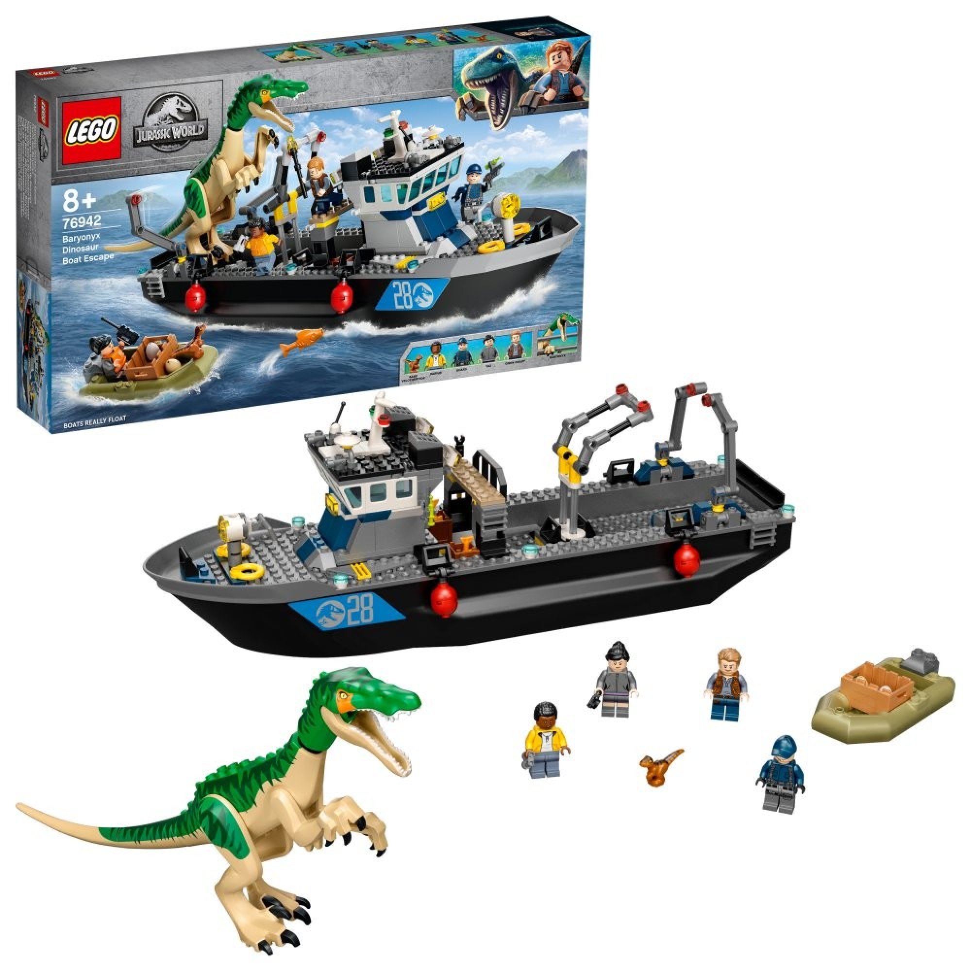 LEGO® Jurassic World 76942 Útek baryonyxe z lodě