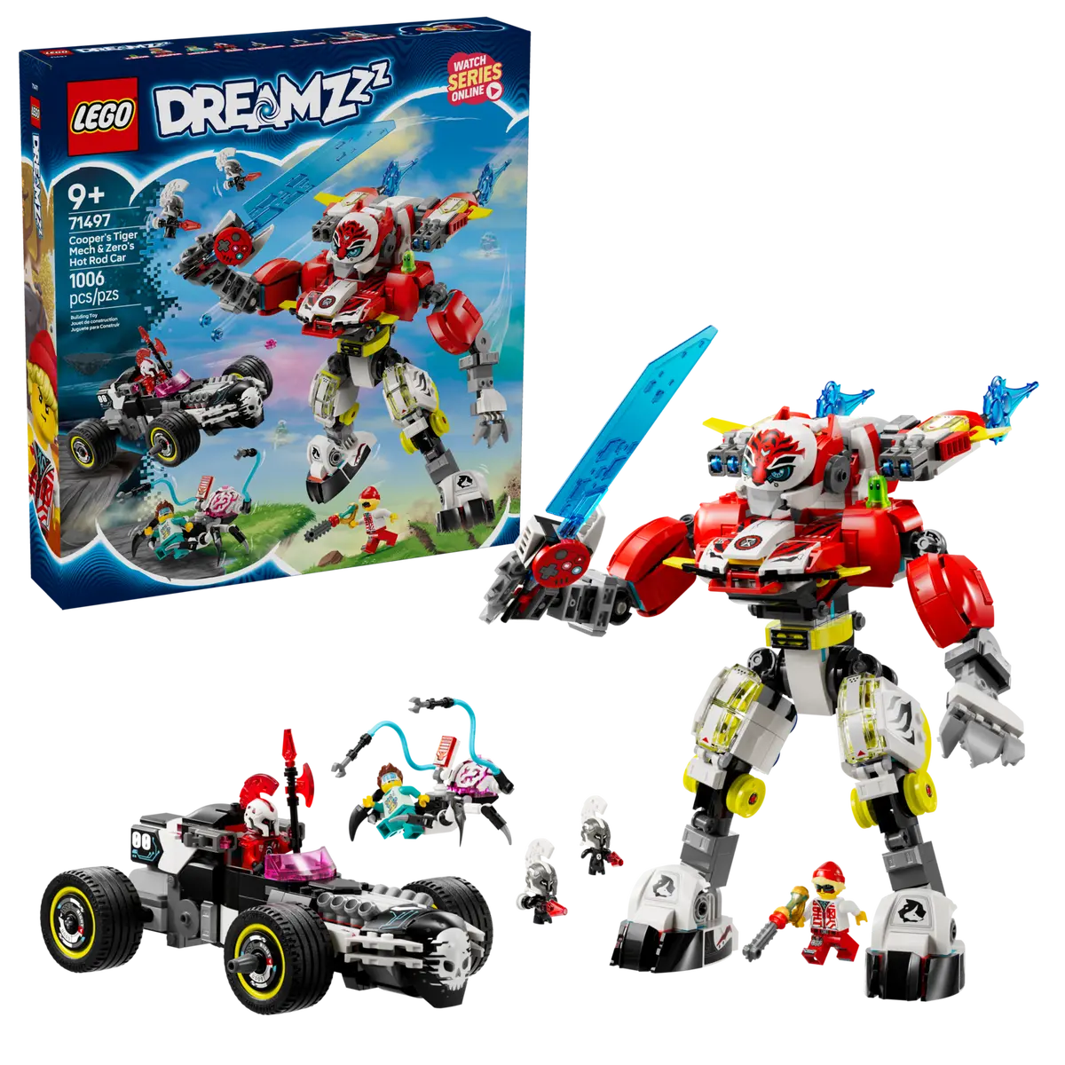 LEGO® DREAMZzz™ 71497 Cooperův tygří robot a Zerův hot rod