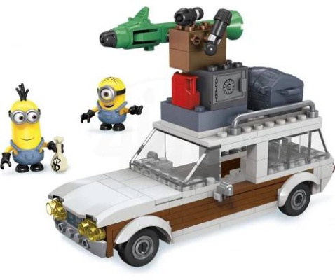 Mega Bloks Mimoňové střední set - auto bílé - Station wagon Getaway