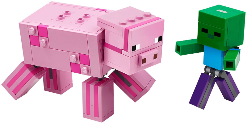LEGO Minecraft 21157 Velká figurka: Prase s malou zombie