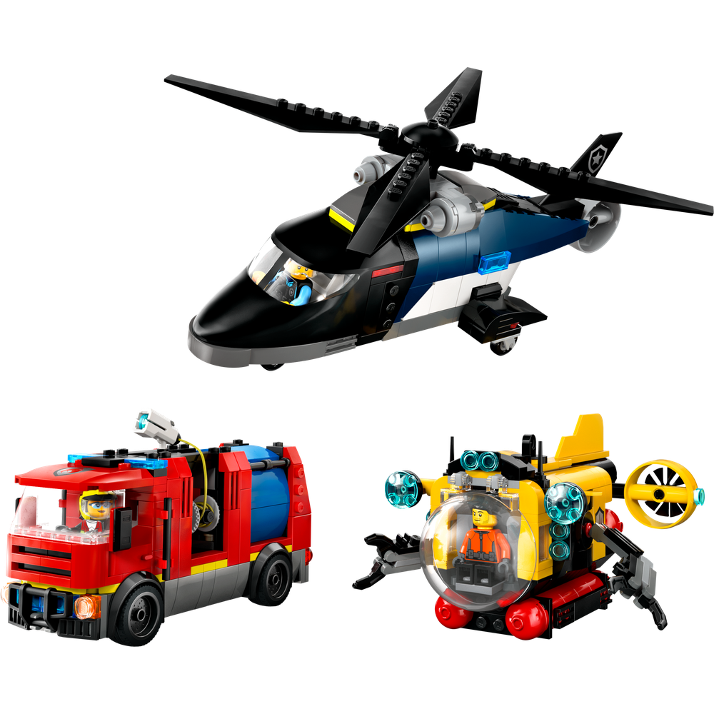 LEGO® City 60462 Remix: Helikoptéra, hasičský vůz a ponorka