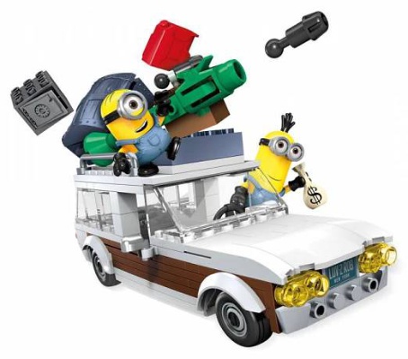 Mega Bloks Mimoňové střední set - auto bílé - Station wagon Getaway