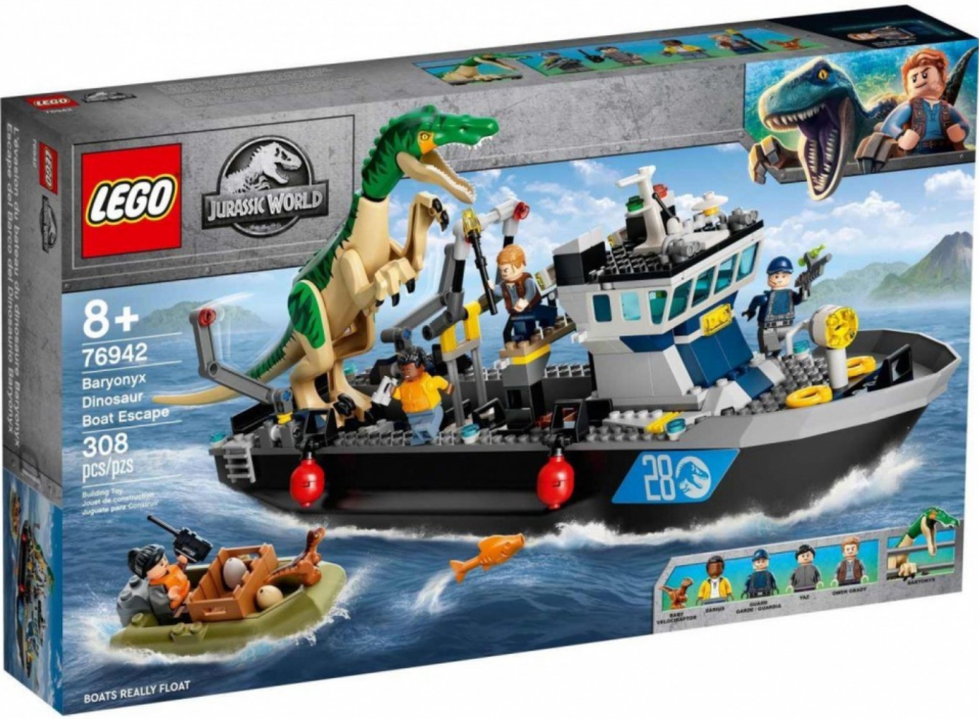 LEGO® Jurassic World 76942 Útek baryonyxe z lodě