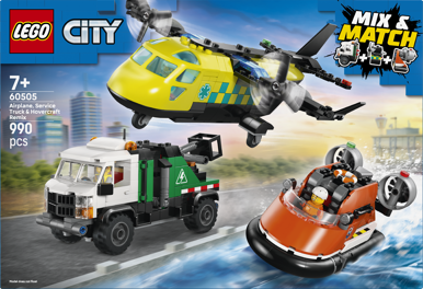 LEGO® City 60505 Remix: Letadlo, servisní vůz a vznášedlo