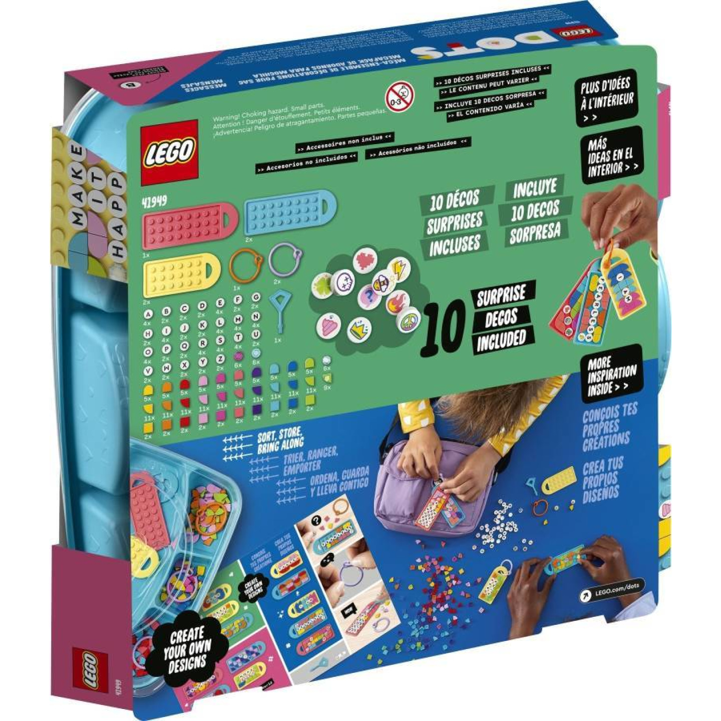 LEGO® DOTS™ 41949 Mega balení ozdob na tašku – zábavné vzkazy