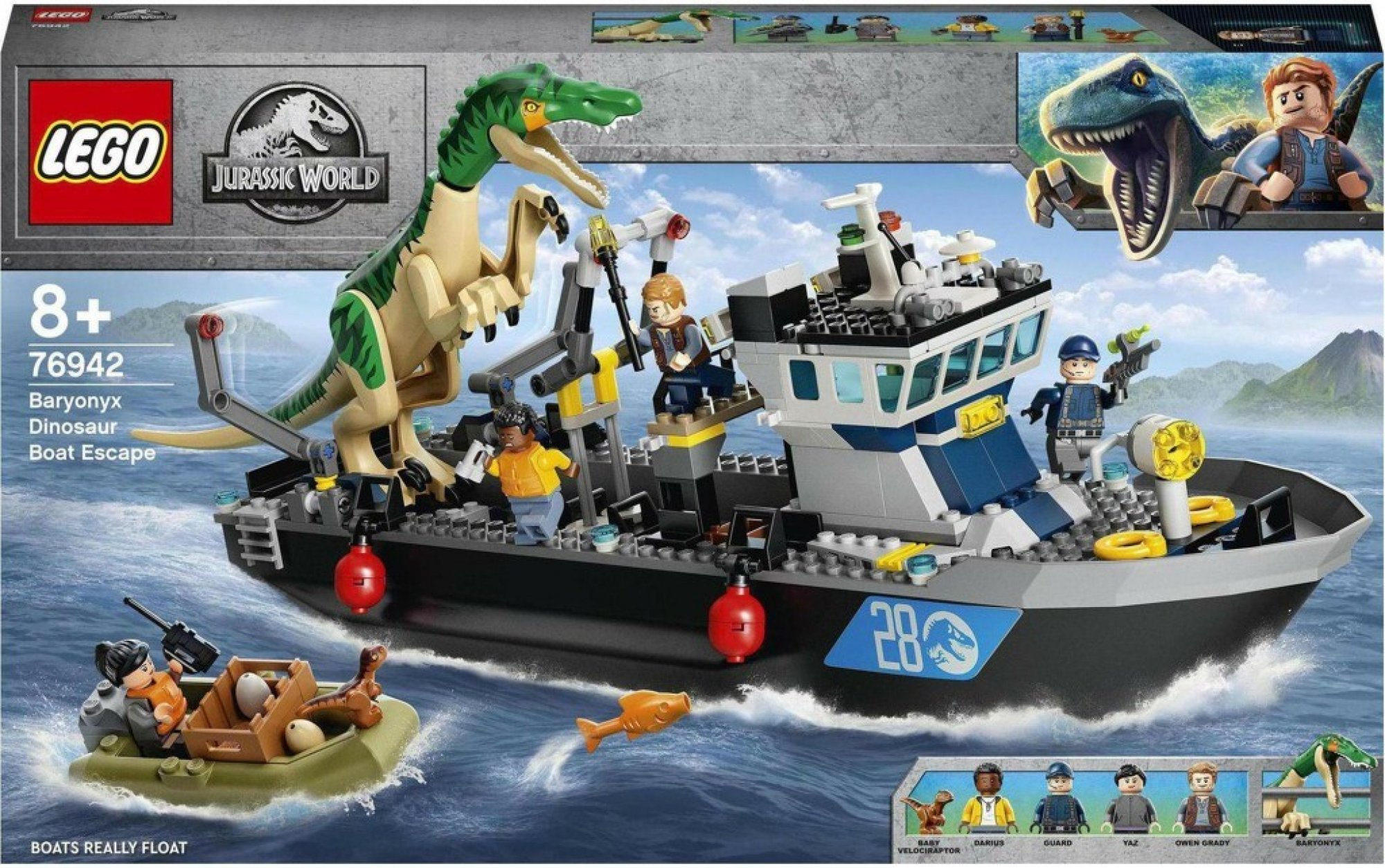 LEGO® Jurassic World 76942 Útek baryonyxe z lodě