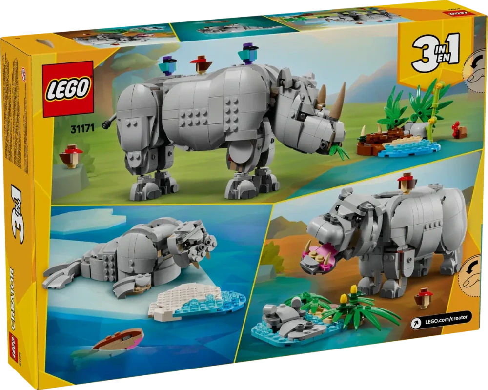 LEGO® 31171 CREATOR Divoká zvířata: Majestátní nosorožec s ptáčky