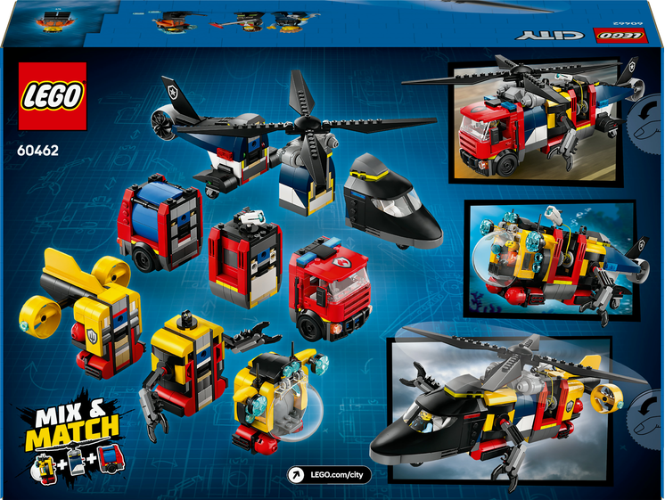 LEGO® City 60462 Remix: Helikoptéra, hasičský vůz a ponorka